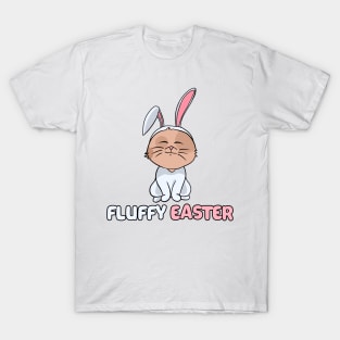 Cat in bunny costume happy easter 2021 fluffy T-Shirt